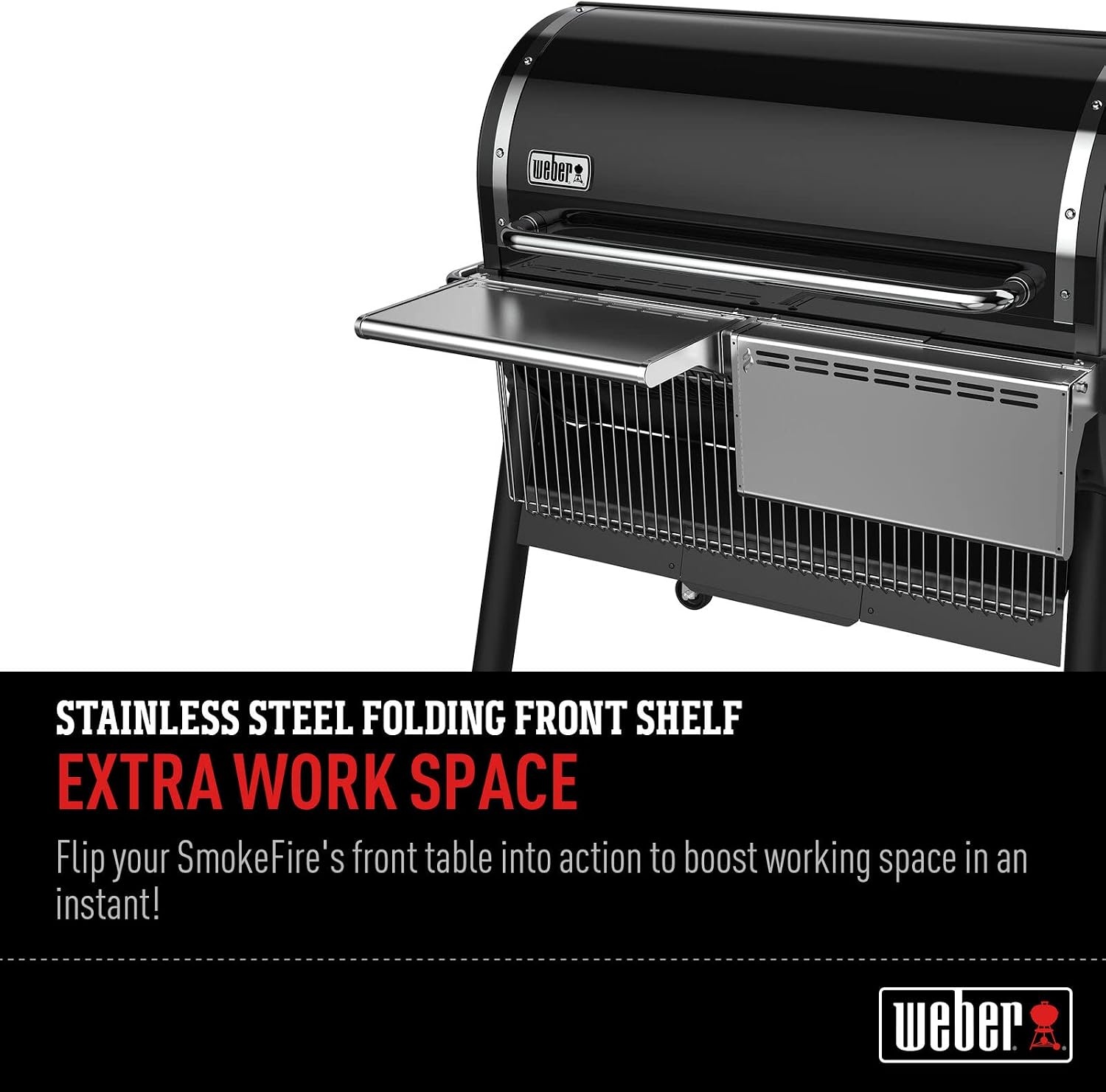 image:imageWeber SmokeFire EX6 Folding Front Shelf Silver