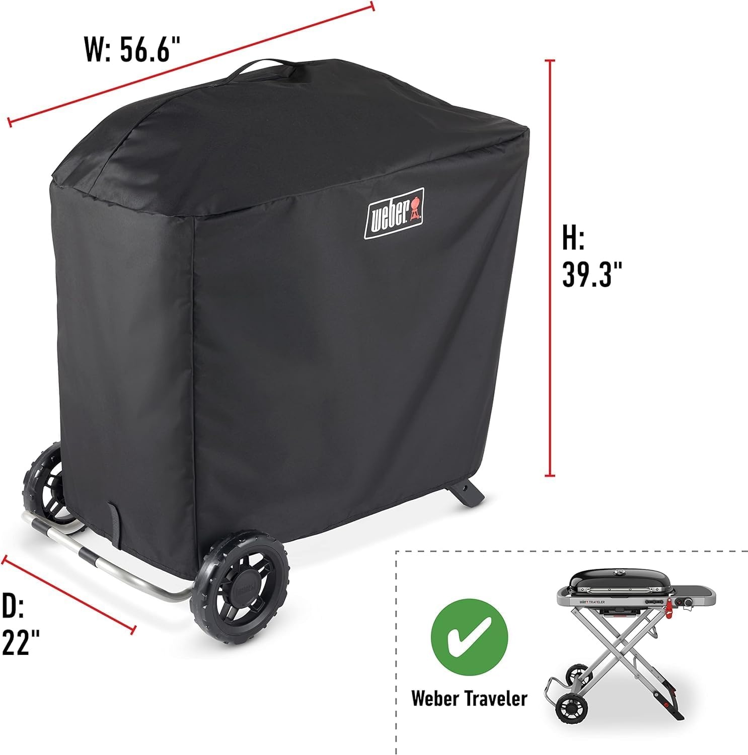 image:imageWeber Traveler Cargo Protector Grill Cover BlackStanding Cover