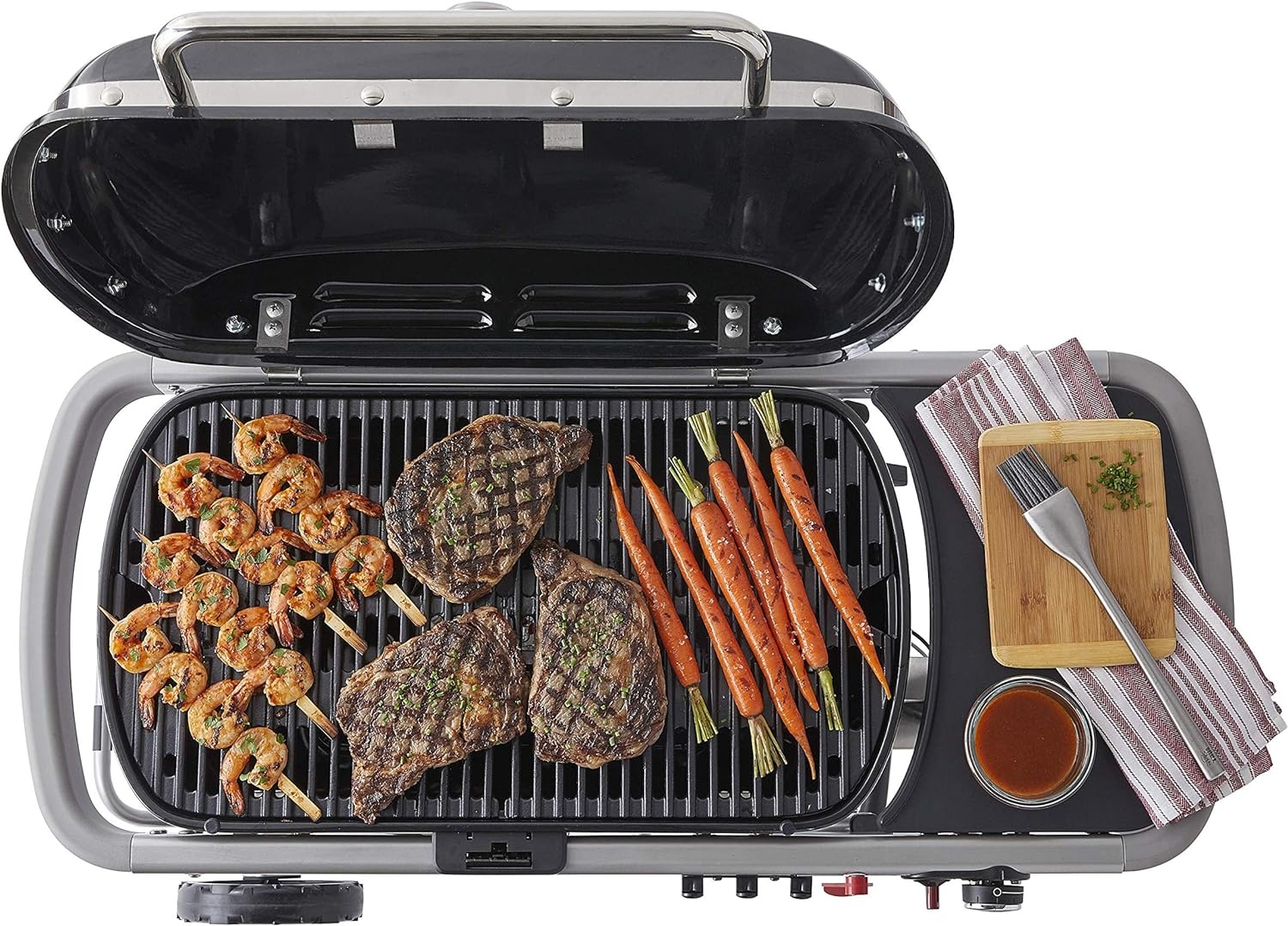 image:imageWeber Traveler Portable Liquid Propane Gas Grill for Camping and Travel 1 Burner BlackBlack