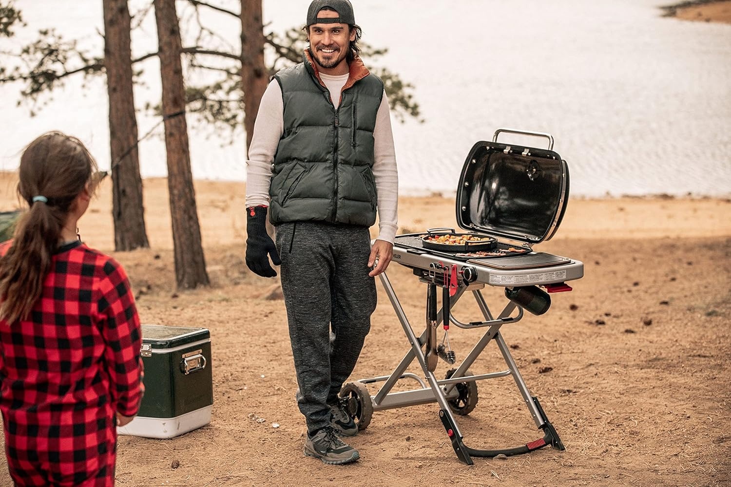image:imageWeber Traveler Portable Liquid Propane Gas Grill for Camping and Travel 1 Burner BlackBlack