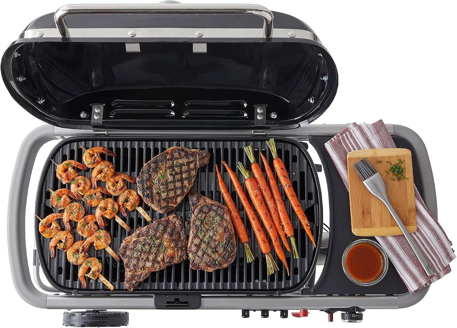 image:imageWeber Traveler Portable Liquid Propane Gas Grill for Camping and Travel 1 Burner BlackStealth