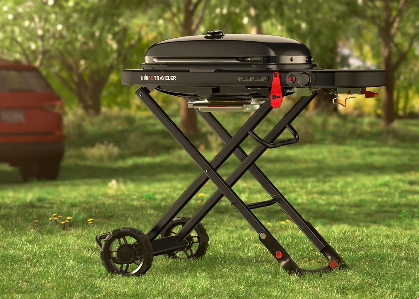 image:imageWeber Traveler Portable Liquid Propane Gas Grill for Camping and Travel 1 Burner BlackStealth