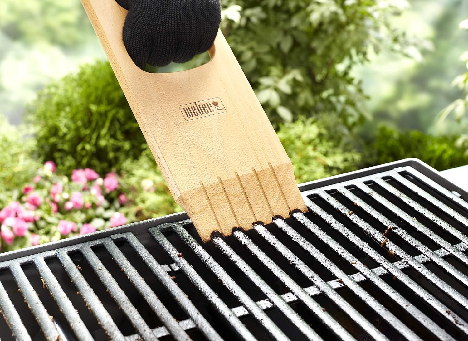 image:imageWeber Wood Scraper Durable Hardwood Grill Scraper for Safe BristleFree Cleaning on All Grate Types GrateConforming Notches
