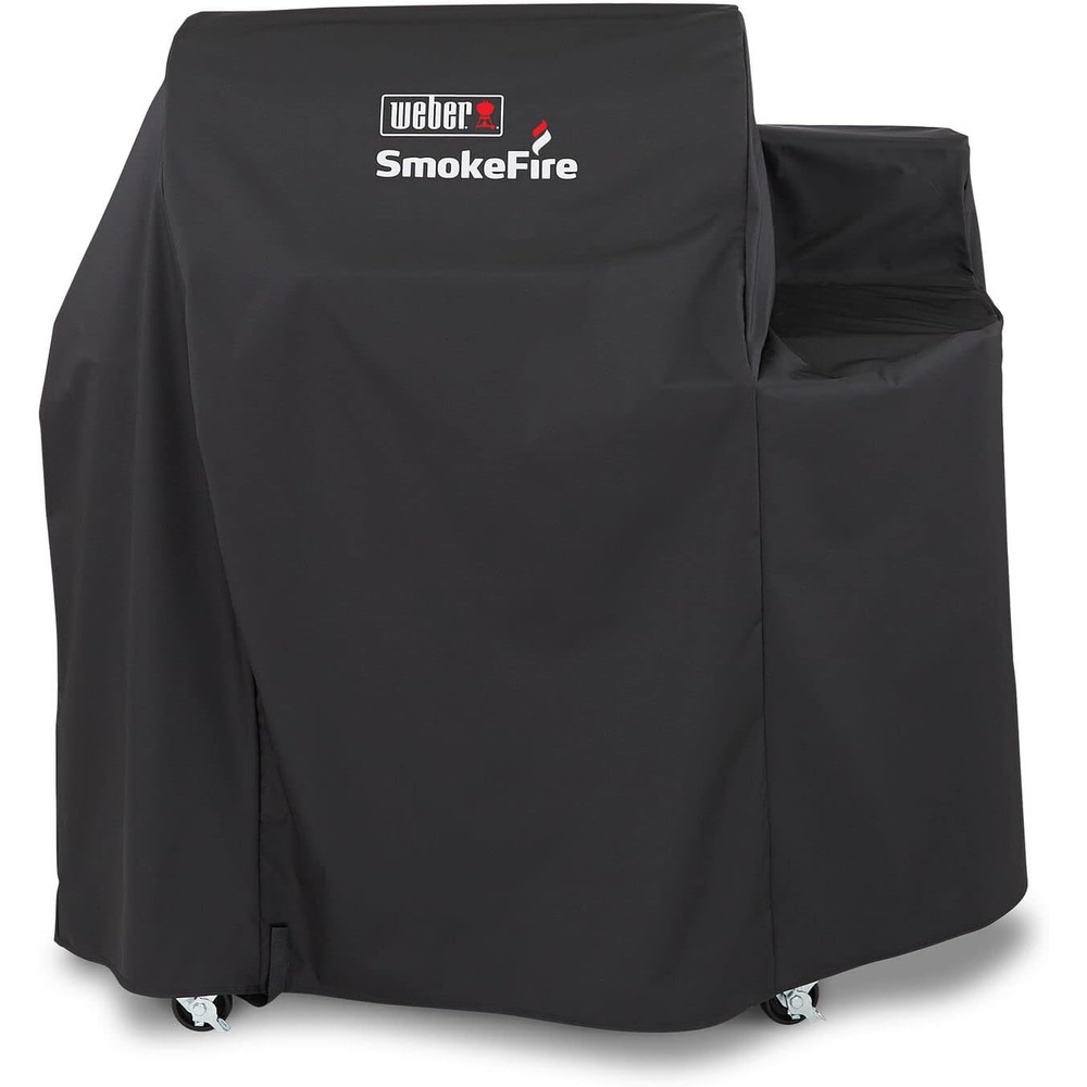 image:imageWeber 24 SmokeFire Premium Grill Cover Black WeatherResistant UVProtected Cover with Secure Straps for Wood Pellet Grills