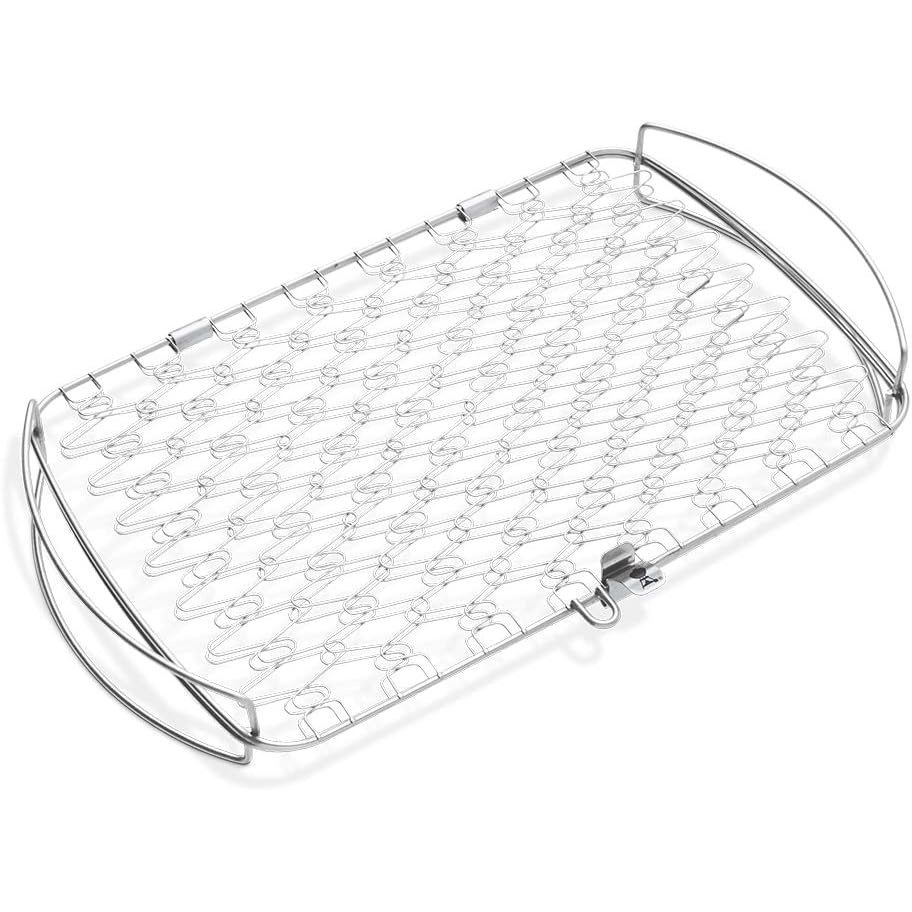 image:imageWeber Large Fish amp Veggie Grilling Basket Stainless Steel for Gourmet GrillingEasy Open Packaging