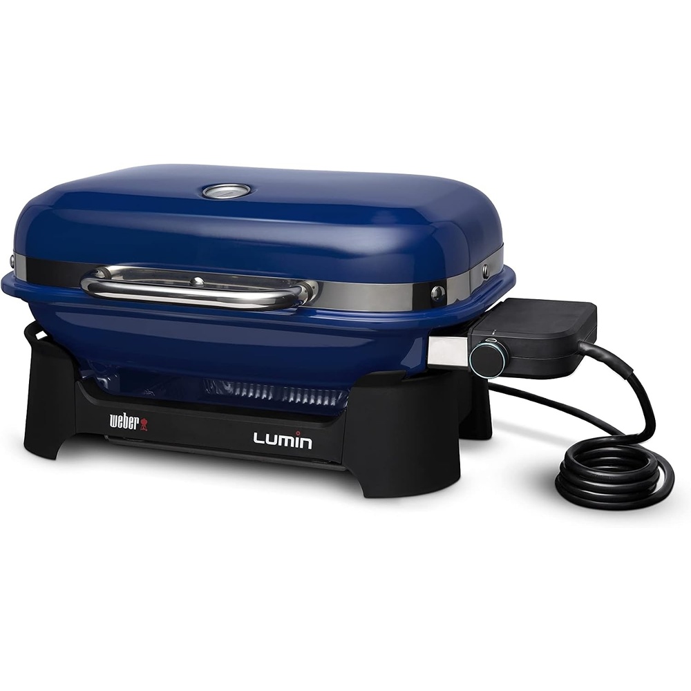 image:imageWeber Lumin Compact Outdoor Electric Barbecue Grill Light Blue Great Small Spaces such as Patios Balconies and Decks Portable and ConvenientDeep Ocean Blue