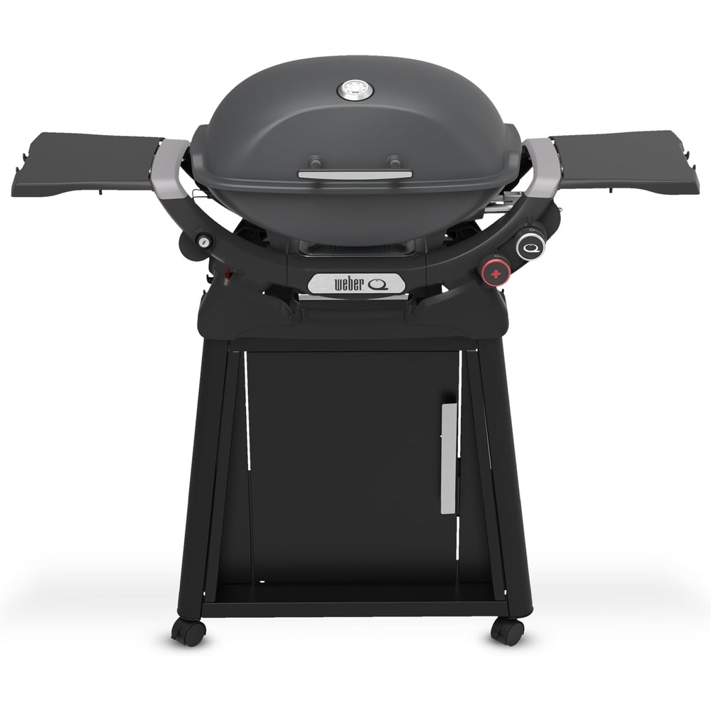 image:imageWeber Q 2800N Liquid Propane Grill with Stand Flame Red Wide 250700F Temp Range with Plus Burner for Searing LowTemp Roasting amp HighDome LidCharcoal Grey