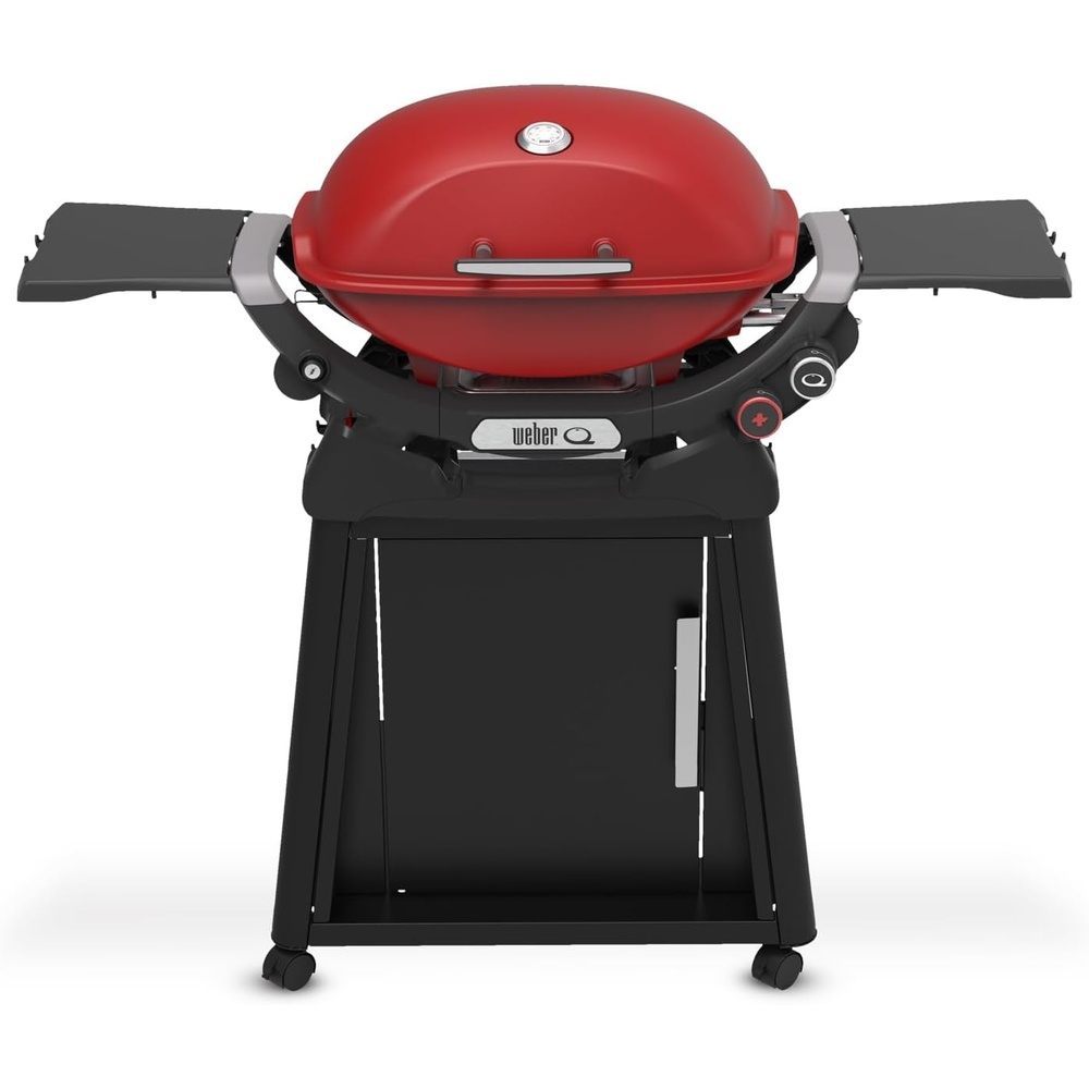 image:imageWeber Q 2800N Liquid Propane Grill with Stand Flame Red Wide 250700F Temp Range with Plus Burner for Searing LowTemp Roasting amp HighDome LidFlame Red