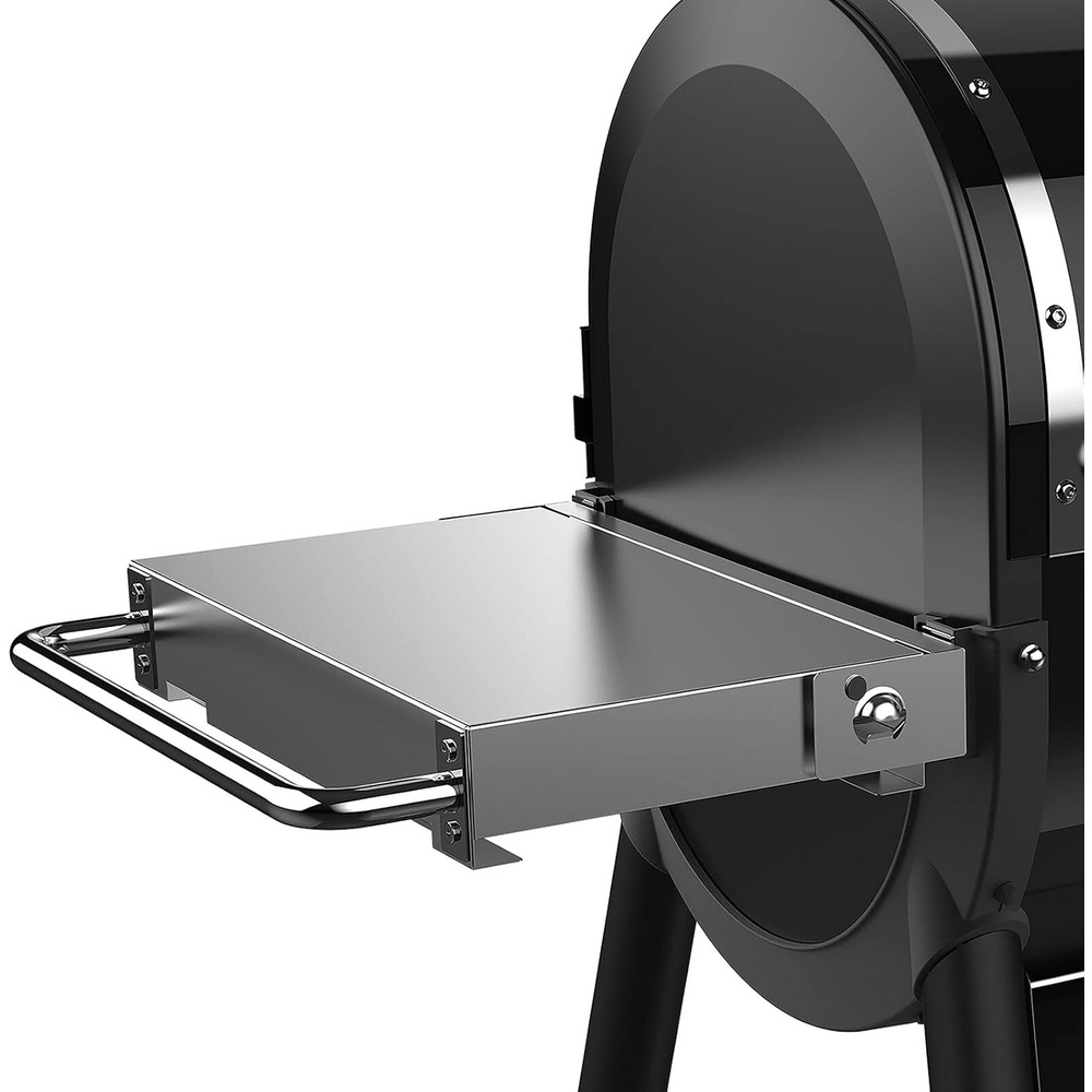 image:imageWeber SmokeFire Folding Side Table Silver  Add 200 sq in Extra Workspace with Builtin Bottle Opener Easy Prep Space amp Storage