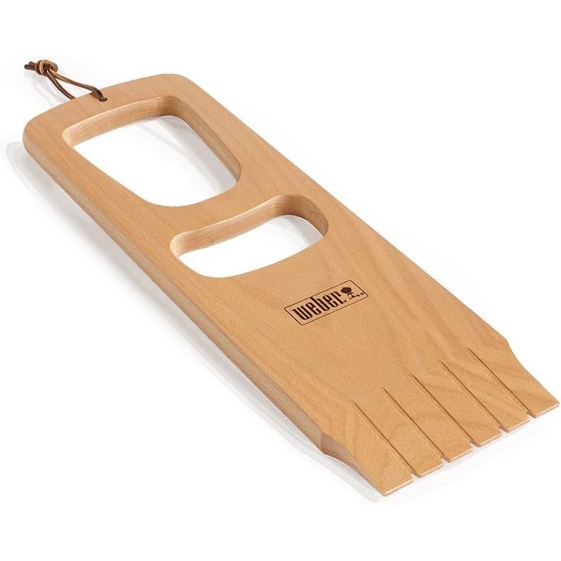 image:imageWeber Wood Scraper  Durable Hardwood Grill Scraper for Safe BristleFree Cleaning on All Grate Types  GrateConforming Notches