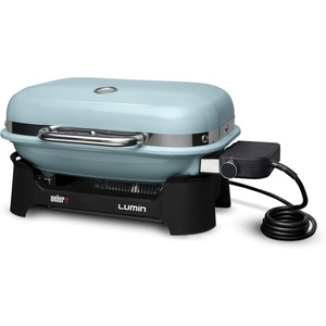 Weber Lumin Compact Outdoor Electric Barbecue Grill, Light Blue – Great Small Spaces such as Patios, Balconies, and Decks, Portable and Convenient(Light Blue)