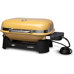 Weber Lumin Compact Outdoor Electric Barbecue Grill, Light Blue – Great Small Spaces such as Patios, Balconies, and Decks, Portable and Convenient(Yellow)