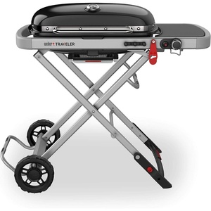 Weber Traveler Portable Liquid Propane Gas Grill for Camping and Travel, 1 Burner, Black(Black)